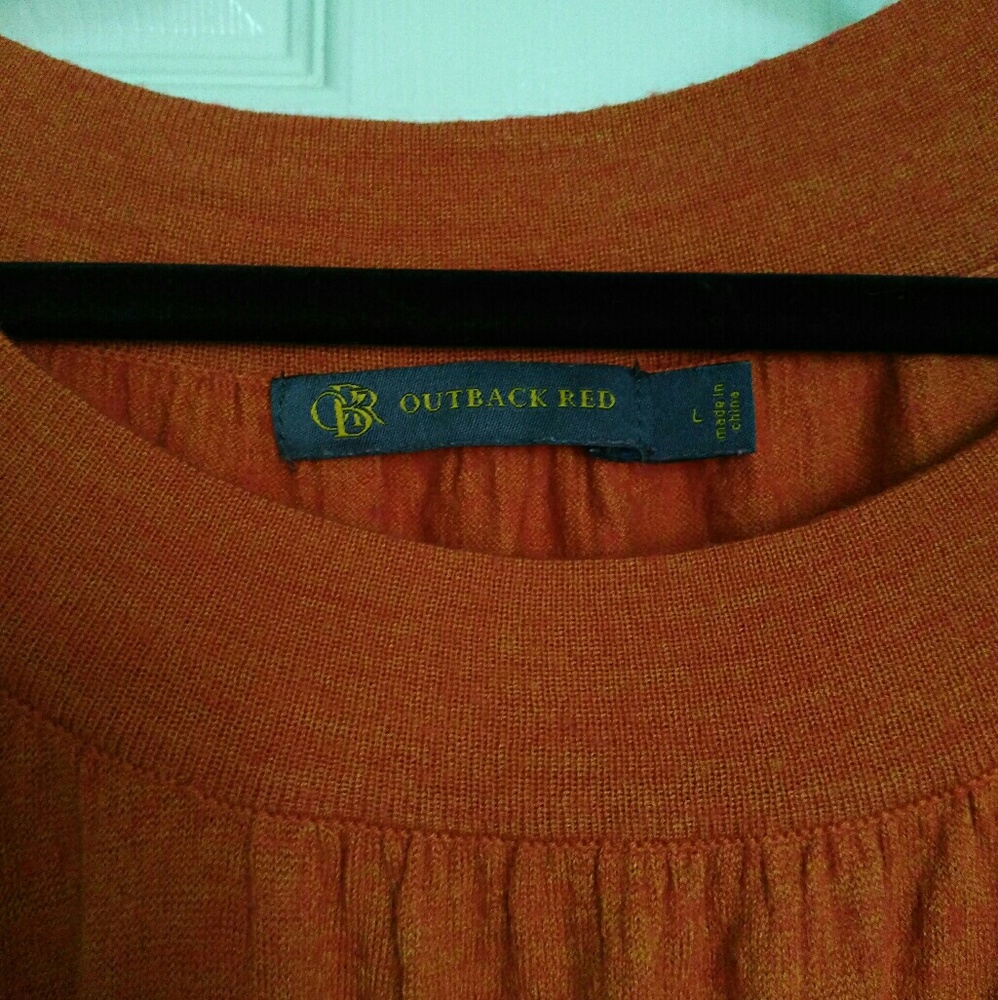 Outback Red Orange Merino Wool Sweater Sz L - Picture 2 of 5